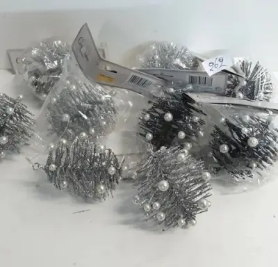 10 x Hangdeco zilver/zwart met kralen 10 cm – kavel bij Belga Veilingen, Oudsbergen