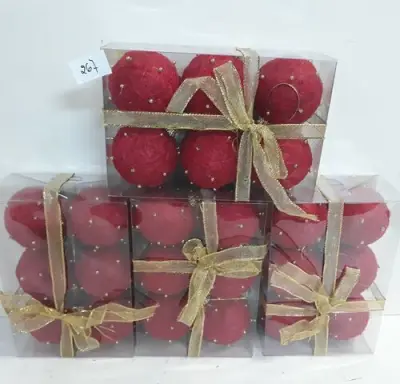 4 x Kerstballen sisal rood 7 cm 6 stuks – kavel bij Belga Veilingen, Oudsbergen