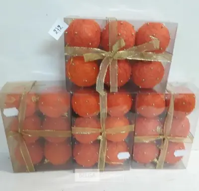 4 x Kerstballen sisal oranje 7 cm 6 stuks – kavel bij Belga Veilingen, Oudsbergen