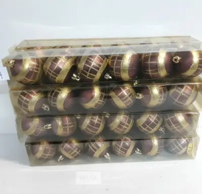 8 x Kerstbal pvc bruin/goud 6 stuks 5,5 cm – kavel bij Belga Veilingen, Oudsbergen