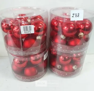4 x Kerstballen glas 10 stuks rood – kavel bij Belga Veilingen, Oudsbergen
