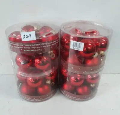 4 x Kerstballen glas 10 stuks rood – kavel bij Belga Veilingen, Oudsbergen