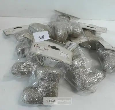 10 x Hangdeco laars zilver glitter – kavel bij Belga Veilingen, Oudsbergen