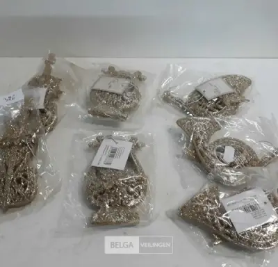 7 x Hangdeco muziekinstrument goud glitter 3 assorti – kavel bij Belga Veilingen, Oudsbergen