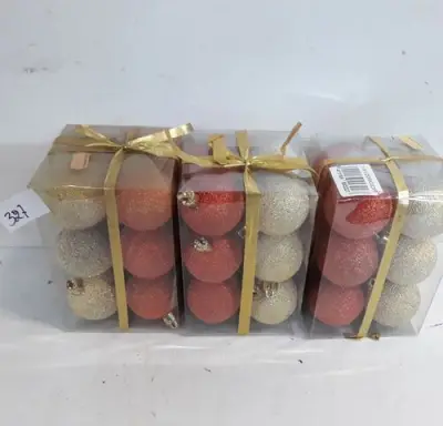 3 x Kerstballen pvc 12 stuks 4,5 cm goud/oranje – kavel bij Belga Veilingen, Oudsbergen