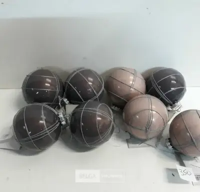 8 x Kerstbal 8 cm glas met lijnen 2 assorti – kavel bij Belga Veilingen, Oudsbergen