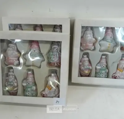 3 x Hangdeco glas kerstfiguren 6 stuks – kavel bij Belga Veilingen, Oudsbergen