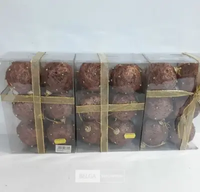 3 x Kerstballen sisal 6 stuks bruin – kavel bij Belga Veilingen, Oudsbergen