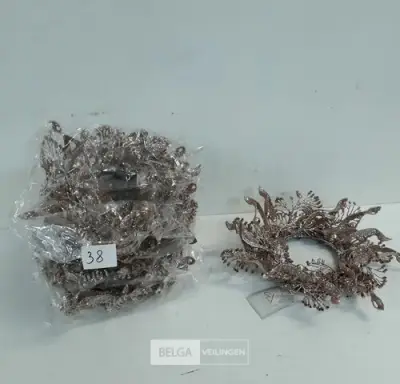 5 x Kaarsring roze glitter 24 cm – kavel bij Belga Veilingen, Oudsbergen