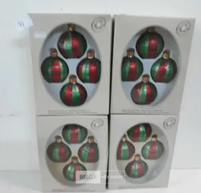 4 x Kerstballen glas 4 stuks rood/groen – kavel bij Belga Veilingen, Oudsbergen