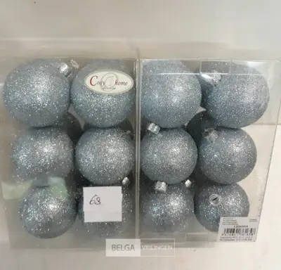 2 x Kerstballen pvc 12 stuks blauw glitter – kavel bij Belga Veilingen, Oudsbergen