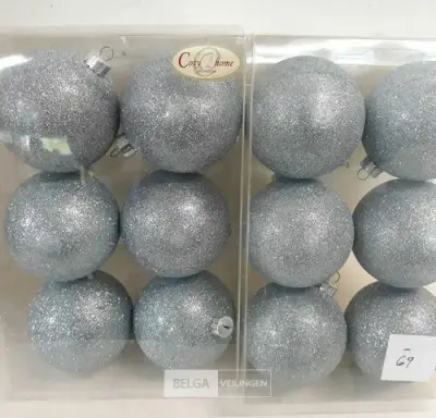 2 x Kerstballen pvc 6 stuks blauw glitter – kavel bij Belga Veilingen, Oudsbergen