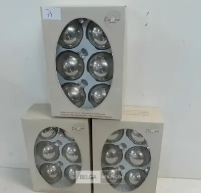 3 x Kerstballen glas 6 stuks zilver – kavel bij Belga Veilingen, Oudsbergen