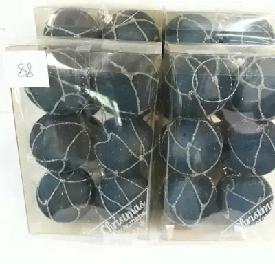 4 x Kerstballen pvc 6 stuks blauw met lijnen – kavel bij Belga Veilingen, Oudsbergen