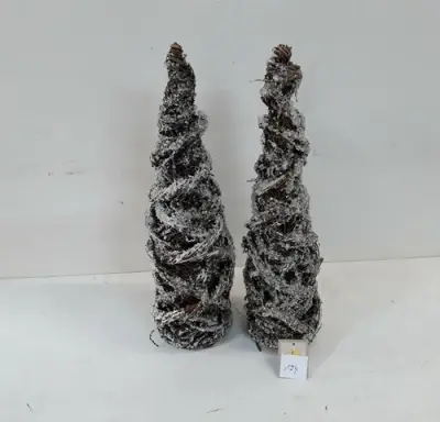 2 x Kerstkegel takken met frost 40 cm – kavel bij Belga Veilingen, Oudsbergen