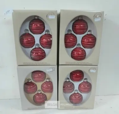 4 x Kerstballen glas 4 stuks rood – kavel bij Belga Veilingen, Oudsbergen