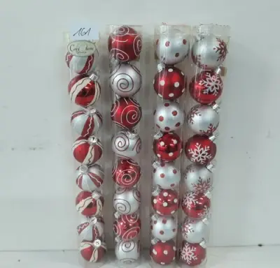 4 x Kerstballen pvc 8 stuks rood/zilver – kavel bij Belga Veilingen, Oudsbergen