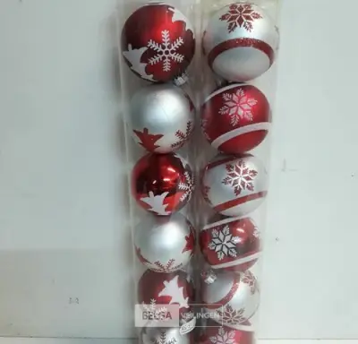 2 x Kerstballen pvc 6 stuks rood/zilver – kavel bij Belga Veilingen, Oudsbergen