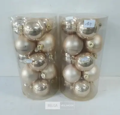 2 x Kerstballen 15 stuks pvc goud – kavel bij Belga Veilingen, Oudsbergen