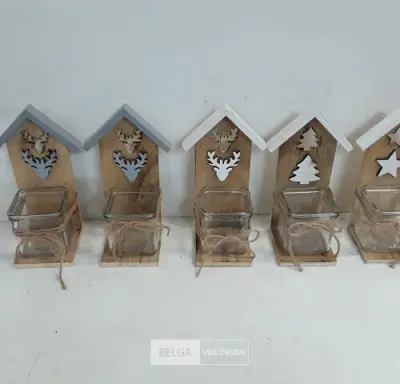 5 x Kaarshouder hout 8x9x22 cm – kavel bij Belga Veilingen, Oudsbergen