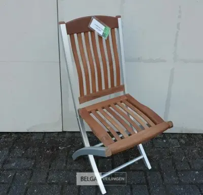 2 x Tuinstoel opklapbaar aluminium/teak – kavel bij Belga Veilingen, Oudsbergen