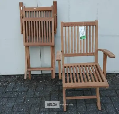 2 x Tuinstoel opklapbaar teak met leuning – kavel bij Belga Veilingen, Oudsbergen