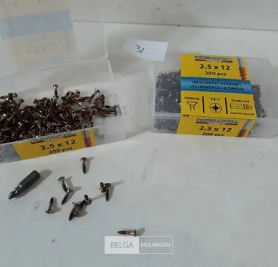 2 x houtschroeven 2,5x12mm 200 stuks – kavel bij Belga Veilingen, Oudsbergen