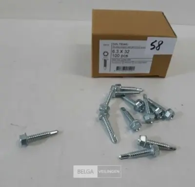 1 x Boorschroef zeskant 6,3x32 mm 100 stuks – kavel bij Belga Veilingen, Oudsbergen