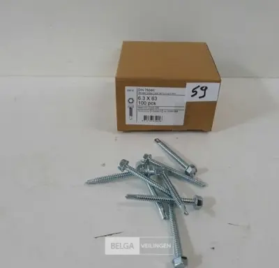 1 x Boorschroef zeskant 6,3x63 mm 100 stuks – kavel bij Belga Veilingen, Oudsbergen