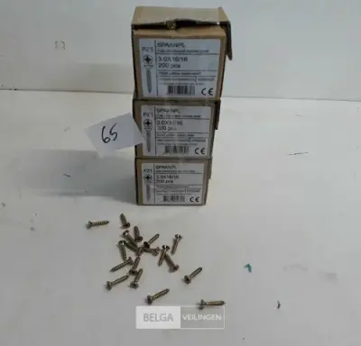 3 x Spaanplaatvijs geel verzinkt 3x16 200 stuks – kavel bij Belga Veilingen, Oudsbergen