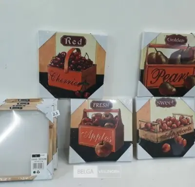 8 x Schilderij 30x30 cm 4 assorti – kavel bij Belga Veilingen, Oudsbergen