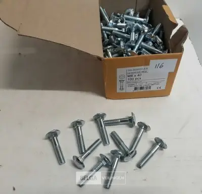 1 x Slotbout / houtbout verzinkt M8x40 mm 100 stuks – kavel bij Belga Veilingen, Oudsbergen