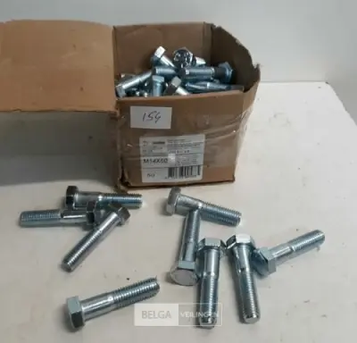 1 x Zeskantbout verzinkt M14x60 mm 50 stuks – kavel bij Belga Veilingen, Oudsbergen