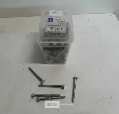 1 x Houtdraadbout INOX 6x60 mm 80 stuks – kavel bij Belga Veilingen, Oudsbergen