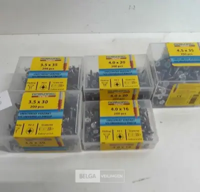 5 x Houtschroeven mix 200 stuks – kavel bij Belga Veilingen, Oudsbergen