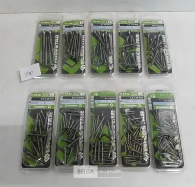 10 x Houtschroeven INOX blister verzonken kop mix – kavel bij Belga Veilingen, Oudsbergen
