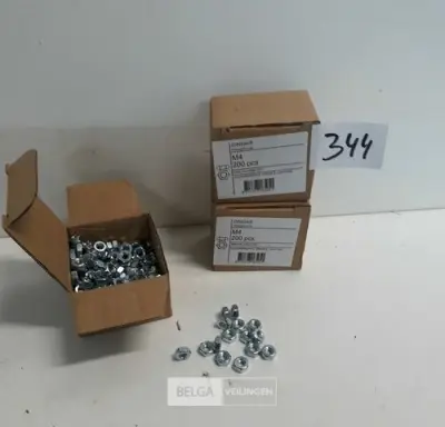 3 x Zeskantmoeren verzinkt M 4 200 stuks – kavel bij Belga Veilingen, Oudsbergen