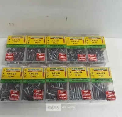10 x Houtschroeven in blister verzonken kop red-tip mix – kavel bij Belga Veilingen, Oudsbergen
