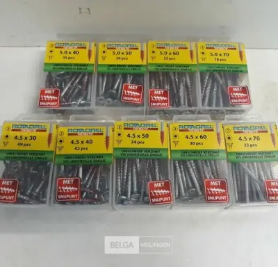 9 x Houtschroeven in blister verzonken kop red-tip mix – kavel bij Belga Veilingen, Oudsbergen