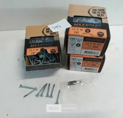 3 x Houtschroeven wit verzinkt 3,5x30mm 200 stuks – kavel bij Belga Veilingen, Oudsbergen