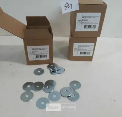 3 x Carrosserie rondellen verzinkt M5 x 25 mm 200 stuks – kavel bij Belga Veilingen, Oudsbergen