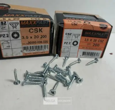 2 x Houtschroeven wit verzinkt 3,5x20mm 200 stuks – kavel bij Belga Veilingen, Oudsbergen