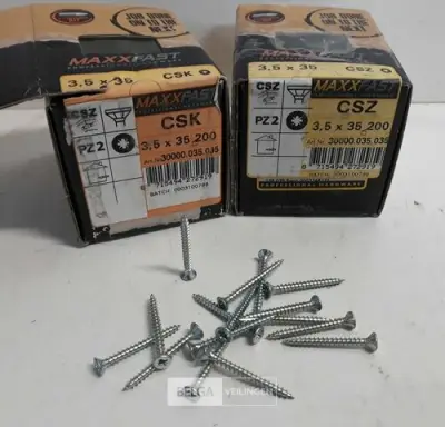 2 x Houtschroeven wit verzinkt 3,5x35mm 200 stuks – kavel bij Belga Veilingen, Oudsbergen