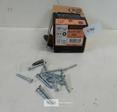 1 x Houtschroeven wit verzinkt 4x40mm 200 stuks – kavel bij Belga Veilingen, Oudsbergen