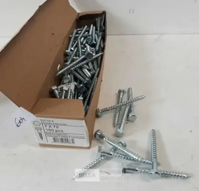 1 x Houtdraadbout verzinkt 7 x 70 mm 100 stuks – kavel bij Belga Veilingen, Oudsbergen