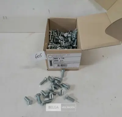 1 x Zeskantbout staal M6x16 mm 200 stuks – kavel bij Belga Veilingen, Oudsbergen
