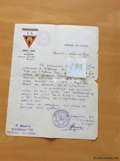 Brief Geheim leger – kavel bij Vlavem