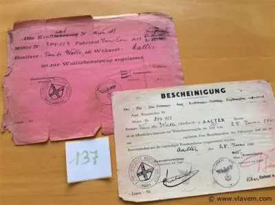 Papierwaren oa Bescheinigung – kavel bij Vlavem