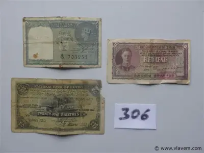 oude bankbiljetten uit India, Ceylon en Egypte – kavel bij Vlavem