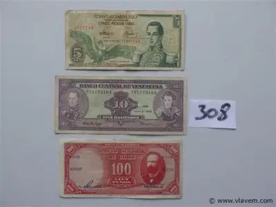 bankbiljetten uit Venezuela, Chili en Colombia – kavel bij Vlavem